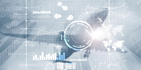 Wall Mural - display interface intelligence dashboard and charts. financial key performance indicators.