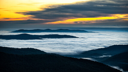 A beautiful mountain scenery. Bieszczady National Park.  The Carpathian Mountains. Poland.