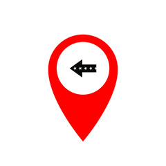 arrow map pointer icon on white background, vector symbol