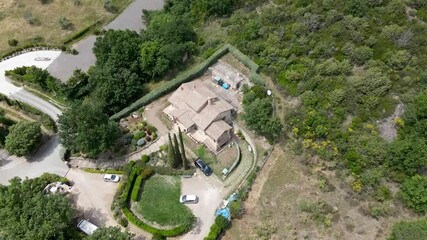 Canvas Print - Agriturismo in Orcia Valley, Tuscany. Circular aerial view