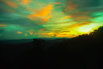 Wall Mural - the sun sets in the evening with a variety of vegetables grown and nature