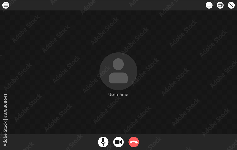Video call screen template. Video call interface. Vector page of the workspace. Application for social communication. Video conference. Layout of video conferences and online meetings - obrazy, fototapety, plakaty 