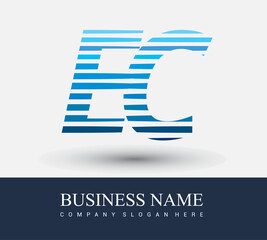 initial letter logo EC colored blue with striped compotition, Vector logo design template elements for your business or company identity.