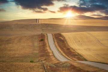 Roads running through the vastness of southern Alberta,  Canada.