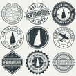 New Hampshire Set of Stamps. Travel Stamp. Made In Product. Design Seals Old Style Insignia.