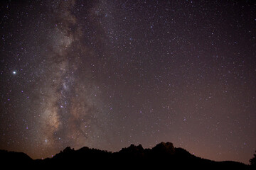 Wall Mural - Milky Way stars above rugged desert peaks