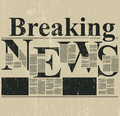 Wall Mural - Breaking News, Old Newsletter Page, Retro Colors, Textured Background 