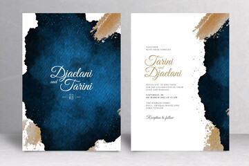Navy Blue and Gold Wedding Invitation Template