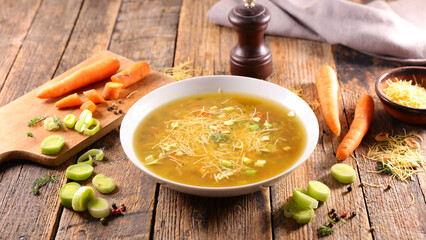 Wall Mural - noddles with vegetable and broth