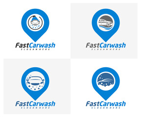 Wall Mural - Set of Car Wash logo designs concept vector, Automotive Cleaning logo template