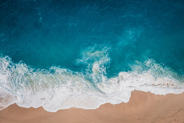 Wall Mural - wild beach, top view, waves