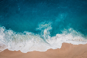  Wild beach, top view, waves