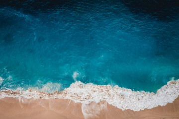 Wall Mural - wild beach, top view, waves