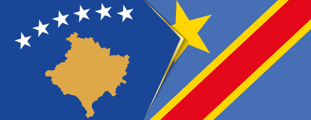 Kosovo and DR Congo flags, two vector flags.