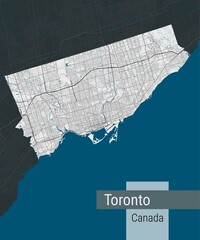 Wall Mural - Detailed map of Toronto city, Cityscape. Royalty free vector illustration.