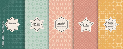 Fotomural Vector set of vintage seamless patterns