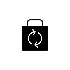 Poster - Reusable bag Icon in black flat glyph, filled style isolated on white background