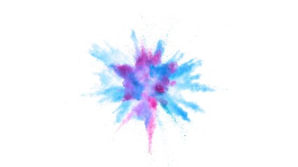 Super slow motion of coloured powder explosion isolated on white background. Filmed on high speed cinema camera, 1000fps.