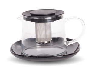 Glass empty teapot isolated over white