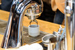 © rukawajung - Closeup to Coffee making machine in the counter bar in coffee cafe