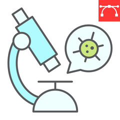 Wall Mural - virus research color line icon, hiv and coronavirus, microscope sign vector graphics, editable strok