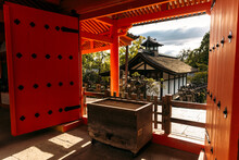 Japan, Nara Prefecture, Nara, Open Gate In Kasuga Grand Shrine