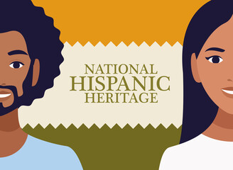 Wall Mural - national hispanic heritage celebration with couple and lettering