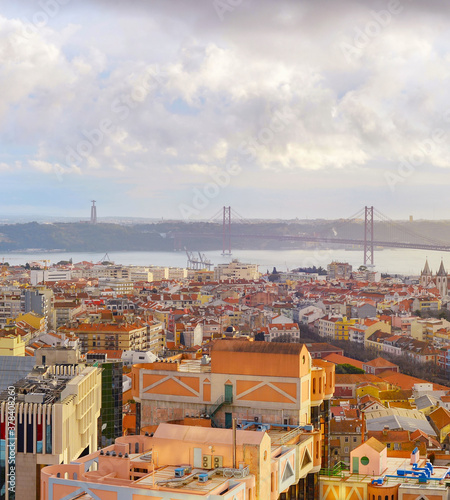 Aerial view bridge Lisbon P...