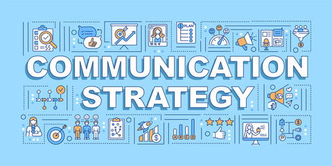 Poster - communication strategy word concepts banner. business management. relationship. infographics with li