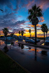 Poster - a beautiful summer sunset in the Poetto beach ofcagliari, south sardinia