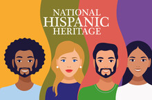 National Hispanic Heritage Celebration Lettering With People And Colors Background