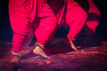 Indian Classical Dance Form In Feet With Musical Anklet With Selective Focus And Blur