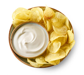 Sticker - bowl of potato chips and sour cream souce