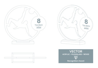 football player trophy vector template, soccer player trophy template, football championship recogni