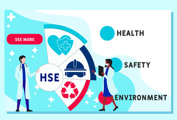 Vector website design template . HSE - Health Safety Environment 
acronym, medical concept. illustration for website banner, marketing materials, business presentation, online advertising.