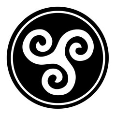 Sticker - Triskelion symbol icon in a black circle 