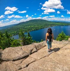 Wall Mural - girl on the top of mountain	