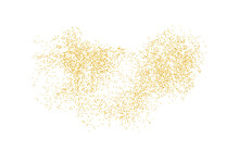 Background Plume Golden Texture Crumbs. Gold Dust Scattering On A White Background. Sand Particles Grain Or Sand Assembled. Vector Backdrop Dune, Pieces Abstraction. Illustration Grunge For Design