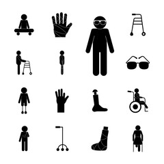 Wall Mural - Handicapped silhouette style icon set vector design