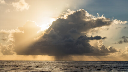 Heavy clouds filled with rain, French Polynesia.