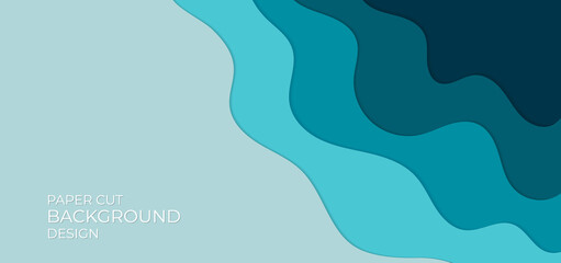 Wall Mural - fluid water wave overlap shape blue color design with space