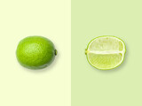 Fototapeta Łazienka - Layout of lime. Creative food concept. Flat lay