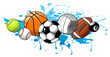 Sport balls on water background. Vector illustration