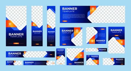 set of creative web banners of standard size with a place for photos. business ad banner. vertical, 