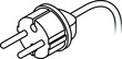 © Zern Liew - International AC power plug: Europe, Sweden. Two pins with holes for the ground pin. Line art.