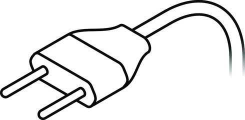 international ac power plug: europe. two pins. line art.