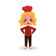 © topvectors - Girl Professional Chef Character, Cute Kid in Red and Black Uniform and Hat Cartoon Style Vector Illustration