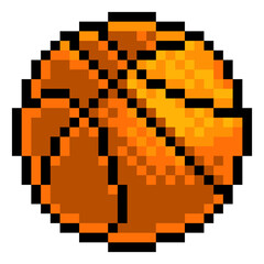 Wall Mural - A basketball ball eight bit retro video game style pixel art sports icon