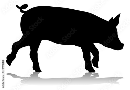 A pig silhouette farm anima...