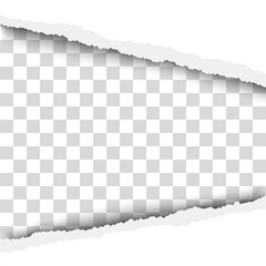 Wall Mural - Torn, snatched window with transparent background in sheet of vector white paper.